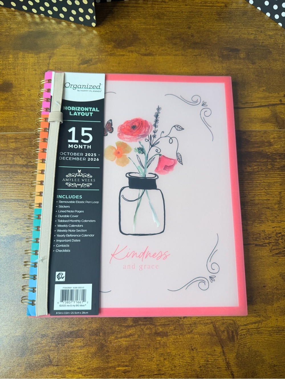 Organized by Happy Planner 15-Month Horizontal Planner - Pink Floral Cover